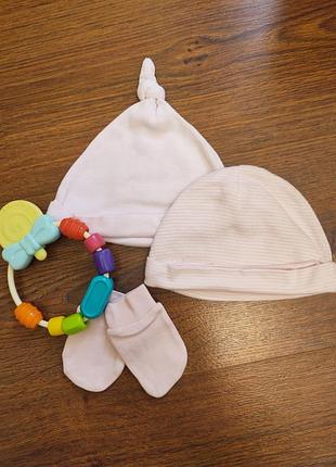 Набор для новорожденной девочки. шапочка для новорожденной. шапки. комплект на девочку 0-3 мес