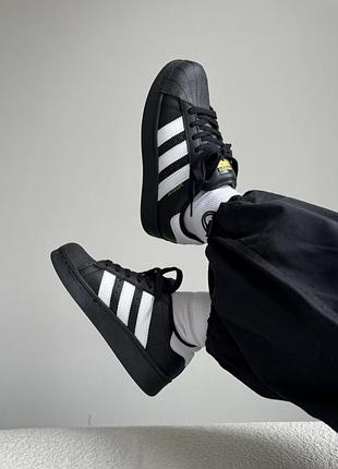 Кроссовки adidas dress superstar xlg black white platform