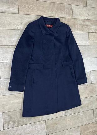 Max mara studio womens overcoat coat blue wool size usa 14, f 46, i 48 пальто