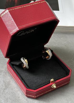 Сережки ❤️ cartier trinity earrings half-paved diamond
