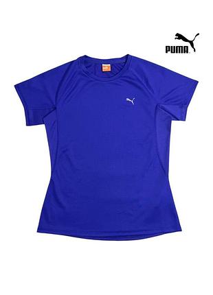 Женская синяя спортивная футболка puma пума беговая для зала фитнеса бега оригинальная майка _1