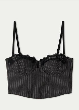Елегантний топ-балконет у тонку смужку | тезеніс