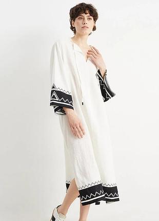 Нова льяна сукня c&a плаття льон сукня оверсайз принт сукня кафтан льняна
