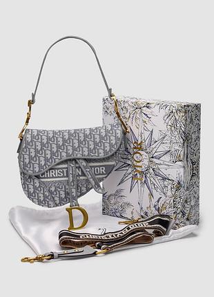 Сумка  saddle bag with strap grey  oblique jacquard