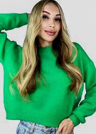 Яркий зеленый оверсайз худи свитер свитшот батник укороченный zara трендовый женский стильный