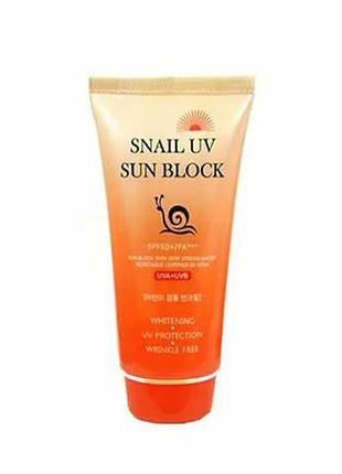 ☀️jigott snail uv sun block cream spf50+/pa+++ 70 ml - антивозрастная защита!