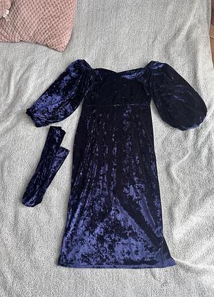Синя велюрова сукня 2