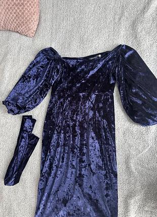 Синя велюрова сукня 5