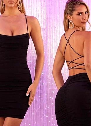 Випускна сукня чорна ohpolly ох поллі oh polly коротка міні з відкритою спиною