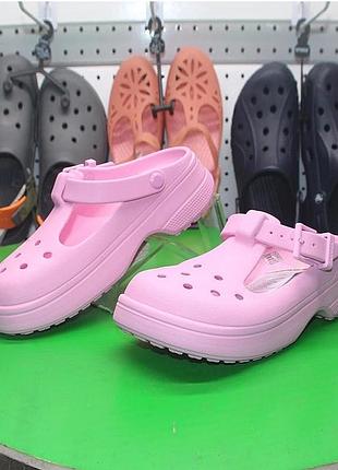 Крокс жіночі сандалі рожеві crocs classic mary jane pink tweed