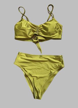 Переливчастий, блискучий  зелений купальник h&m, l 80-85 b
