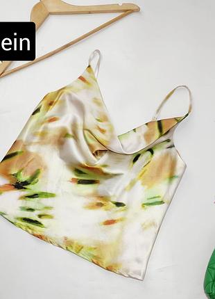 Майка женская комбинация атласная на бретелях в принт от бренда shein s