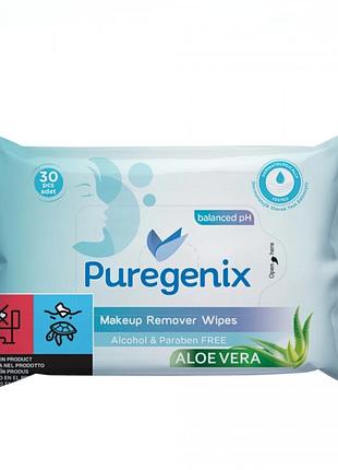 Вологі серветки для зняття макіяжу puregenix, 30 шт
