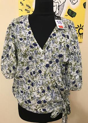 Натуральна блуза бавовняна на запах нова