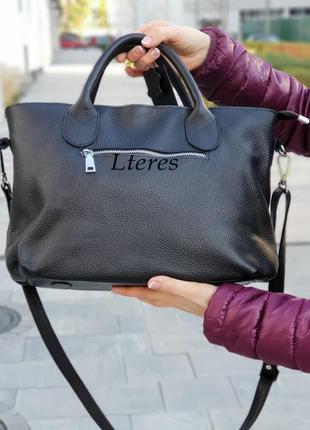 Чорна шкіряна жіноча сумка, кольори в асортименті2 фото