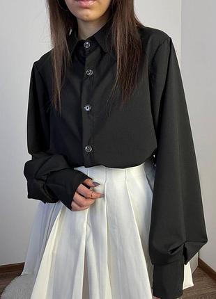 Жіноча чорна базова сорочка оверсайз