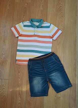 Набор/джинсовые шорты для мальчика/тенниска футболка поло для мальчика