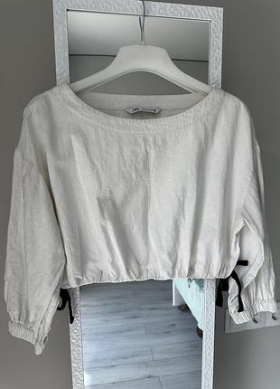 Укорочена блуза zara блузка льон
