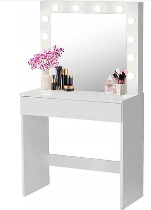 Туалетний косметичний столик  дзеркало з led підсвіткою "hollywood"" 80x40x140см польща