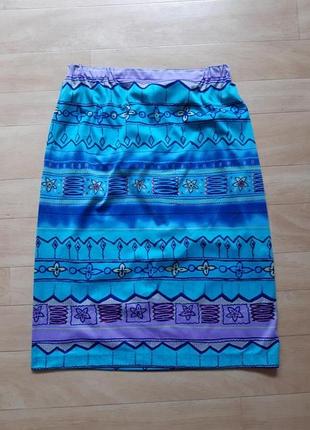 Летняя прямая яркая юбка на резинке