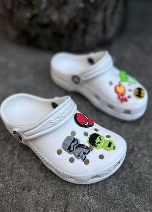Детские кроксы сабо crocs classic kids white белые все размеры в наличии для мальчиков