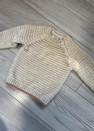 Кофтинка в’язана тепла кофта на дівчинку 3-6 місяців