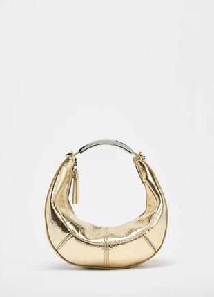 Овальная сумка с металлической ручкой zara new