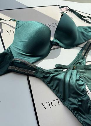 Комплект victoria’s secret icon 75b m зеленый лифчик very sexy