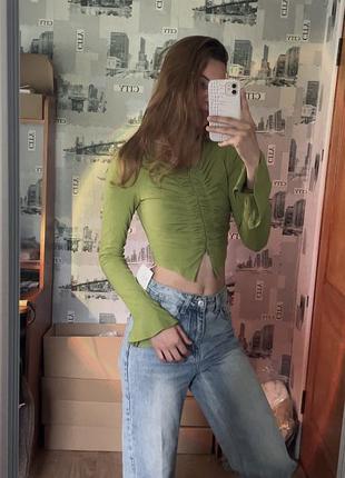 Зелена кофта лонгслів