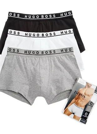 Набір чоловічих боксерів hugo boss 3 шт,  (білий, сірий, чорний)