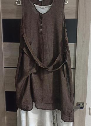 Crea concept стильная льняная туника платье с/м
