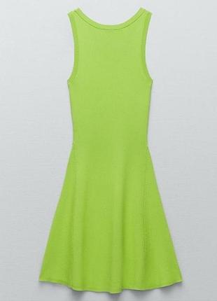 Яскрава лаймова сукня в рубчик zara 4