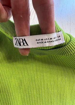 Яскрава лаймова сукня в рубчик zara 9