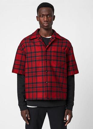 Мужская шерстяная оверсайз рубашка на короткий рукав allsaints marley размер xl