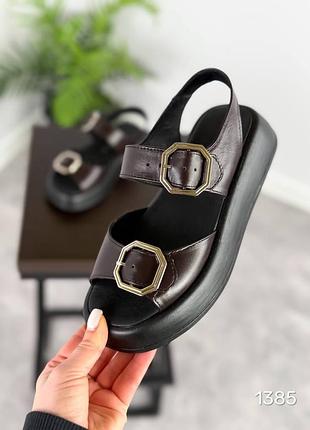 Босоніжки greta, шоколад, натуральна шкіра