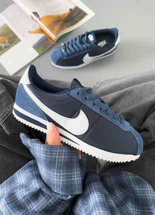 Женские кроссовки nike cortez, синие с белым кроссовки найк кортез, ретро стиль
