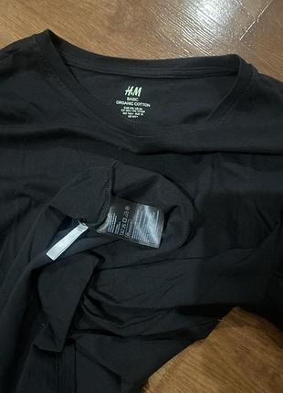 Лонгслів футболка оверсайз бавовняний тонкий котон 100 чорний  h&m