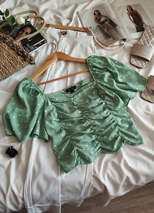 Топ new look мятного цвета в горошек.