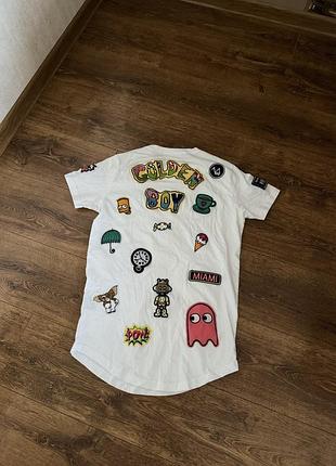 Белоснежная дизайнерская удлиненная футболка размер м the new designers