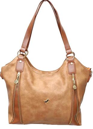 Сумка женская коричневая вместительная "мешок" (туречевинка)