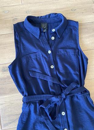 Стильна сукня сорочка на гудзиках з паском без рукавів