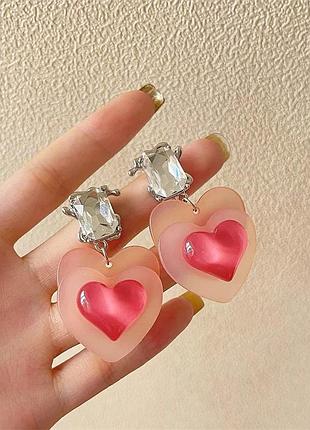 Серьги сердца объемные