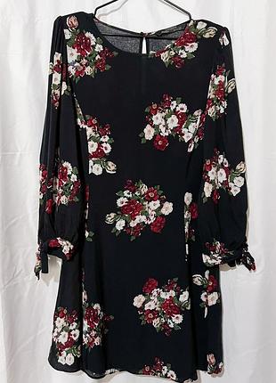 Чорна легка жіноча вечірня сукня з квітами (у квіточку) zara woman
