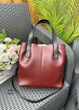 Женская стильная и качественная сумка из эко кожи бордо