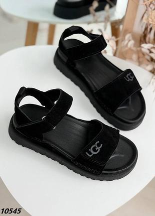 Босоножки шлепки натуральная замша черный