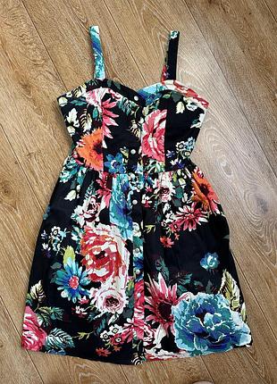 Сарафан жіночий в квітковий принт з чашками новий