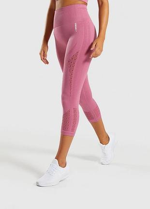 Укороченные леггинсы gymshark energy seamless - темно-розовые | gymshark