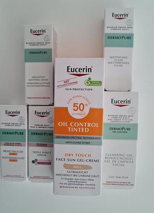 Набір сонцезахисний гель-крем з тонуючим ефектом для проблемної шкіри eucerin oil control spf 50+1 фото