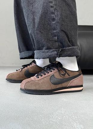 Женские кроссовки nike cortez, замшевые коричневые кроссовки найк кортез, ретро стиль