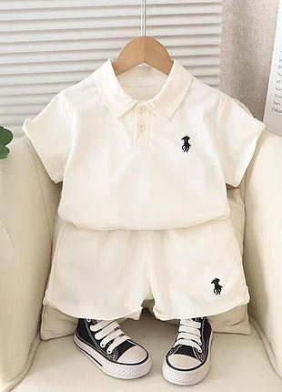 Стильний літній костюм комплект для хлопчика футболка поло та шорти